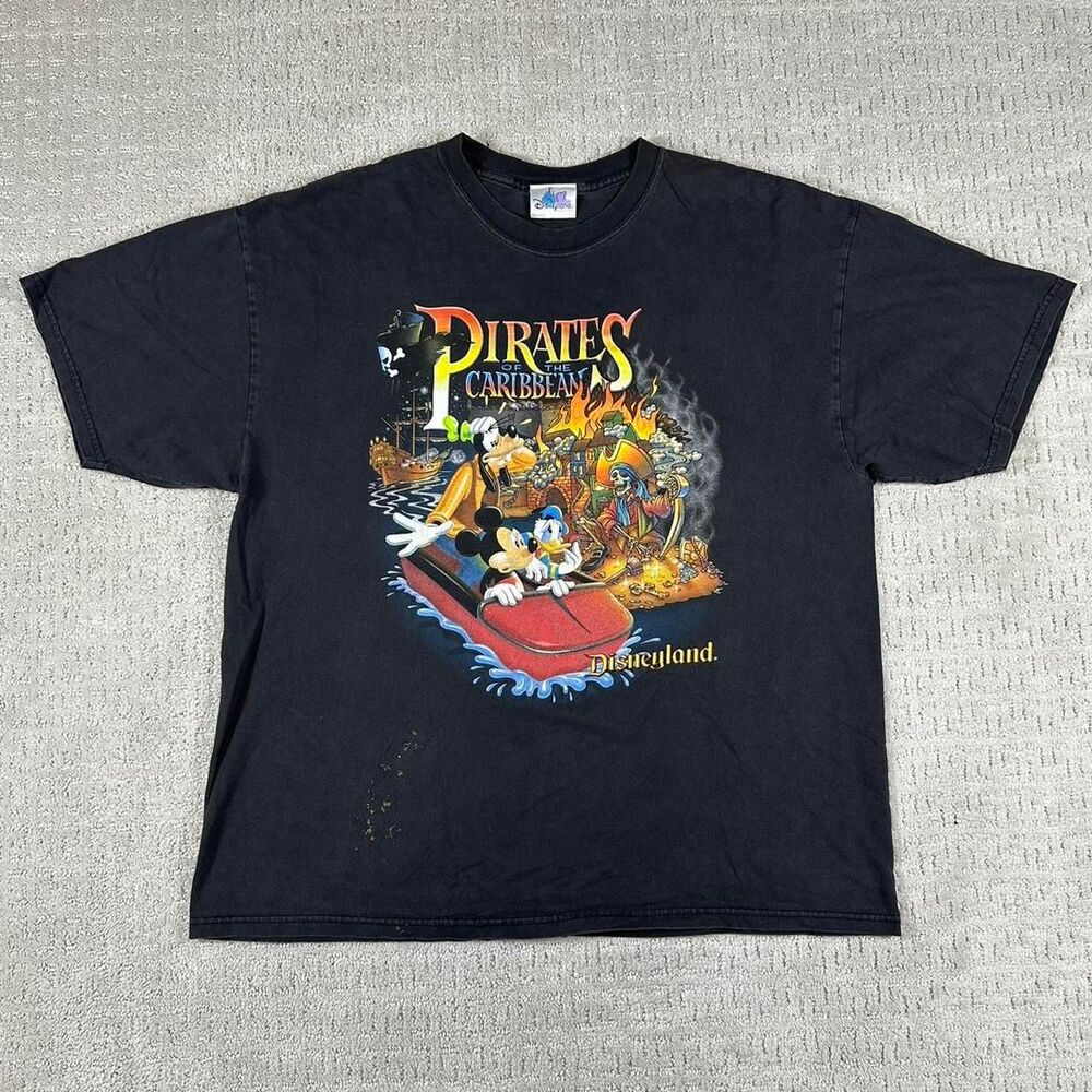 Vintage Black Disney Pirates of the Caribbean Dead Men tell no tales Ride tee
